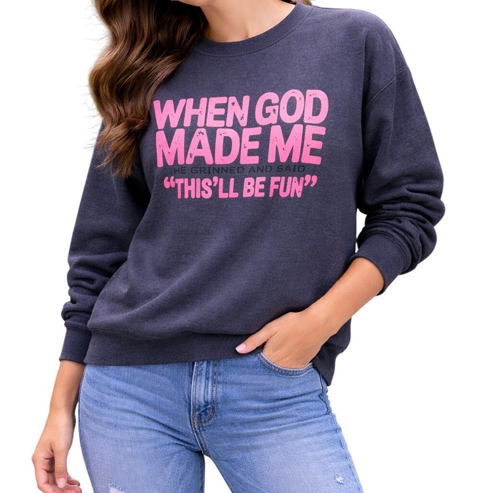 Love in Faith Sweatshirt Womens Small Blue‎ Graphic Quote Christian Pullover